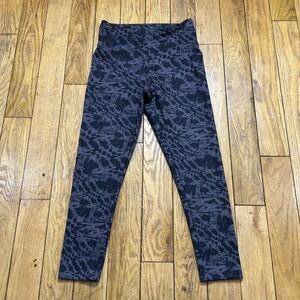 Express Womens XS High Waisted Cropped Leggings Gray Black Tie Dye